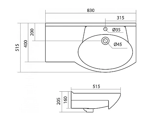 Купить Комплект мебели белый глянец 83 см Onika Эльбрус 108201 + 1WH110225 + 208021 в магазине сантехники Santeh-Crystal.ru