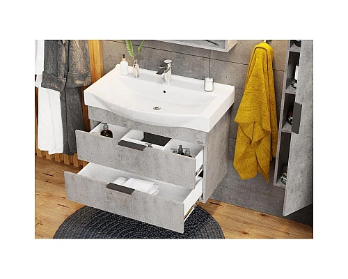 Купить Комплект мебели бетон чикаго 80 см Onika Девис 108048 + 1WH302422 + 208093 в магазине сантехники Santeh-Crystal.ru