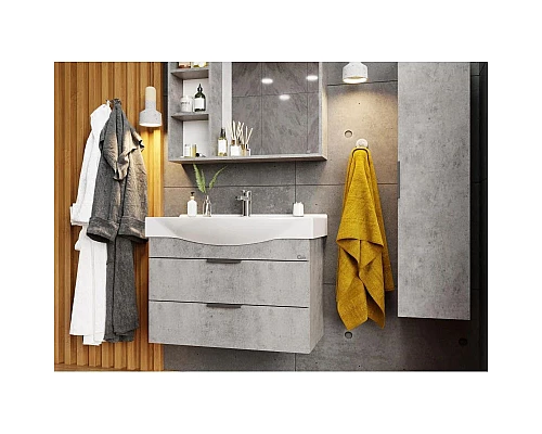 Купить Комплект мебели бетон чикаго 80 см Onika Девис 108048 + 1WH302422 + 208093 в магазине сантехники Santeh-Crystal.ru