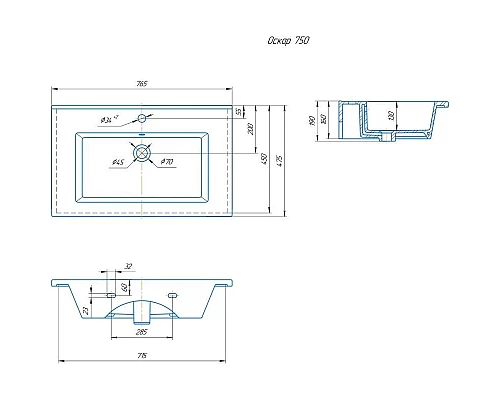 Приобрести Тумба с раковиной мрамор/камень бетонный 76,5 см Onika Марбл 107517 + 4640021062210 в магазине сантехники Santeh-Crystal.ru