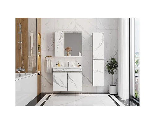 Приобрести Комплект мебели мрамор/камень бетонный 76,5 см Onika Марбл 107517 + 4640021062210 + 207524 в магазине сантехники Santeh-Crystal.ru