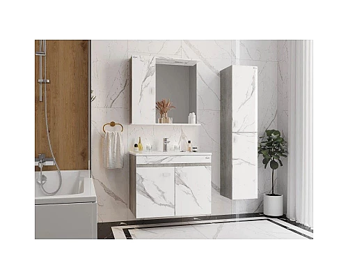 Приобрести Комплект мебели мрамор/камень бетонный 76,5 см Onika Марбл 107517 + 4640021062210 + 207524 в магазине сантехники Santeh-Crystal.ru