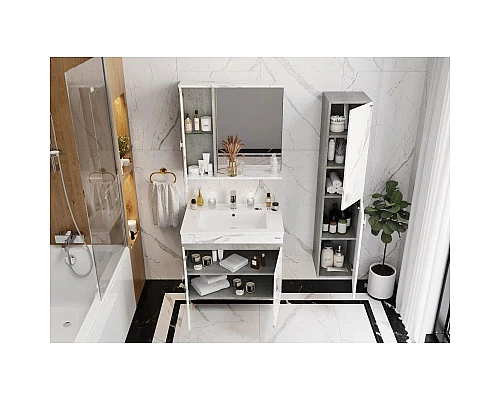 Приобрести Комплект мебели мрамор/камень бетонный 76,5 см Onika Марбл 107517 + 4640021062210 + 207524 в магазине сантехники Santeh-Crystal.ru