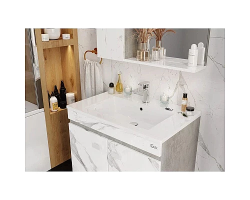 Приобрести Комплект мебели мрамор/камень бетонный 76,5 см Onika Марбл 107517 + 4640021062210 + 207524 в магазине сантехники Santeh-Crystal.ru