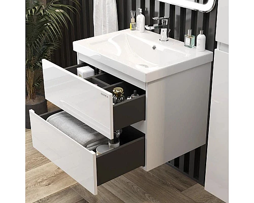 Заказать Тумба с раковиной белый глянец 70 см Onika Эвада 107059 + UM-COM70/1 в магазине сантехники Santeh-Crystal.ru