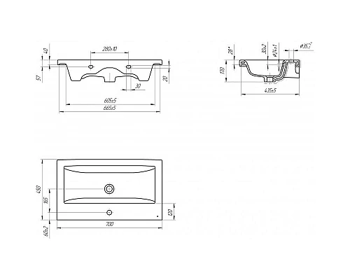 Заказать Тумба с раковиной белый глянец 70 см Onika Эвада 107059 + UM-COM70/1 в магазине сантехники Santeh-Crystal.ru