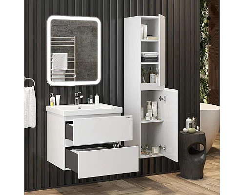 Приобрести Комплект мебели белый глянец 70 см Onika Эвада 107059 + UM-COM70/1 + 206085 в магазине сантехники Santeh-Crystal.ru
