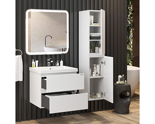 Приобрести Комплект мебели белый глянец 70 см Onika Эвада 107059 + UM-COM70/1 + 207046 в магазине сантехники Santeh-Crystal.ru