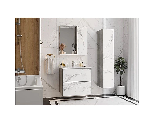 Заказать Комплект мебели мрамор/камень бетонный 66 см Onika Марбл 106548 + 4640021062203 + 206545 в магазине сантехники Santeh-Crystal.ru