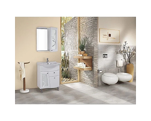 Заказать Комплект мебели белый глянец 66 см Onika Валенсия 106535 + 1WH109651 + 206532 в магазине сантехники Santeh-Crystal.ru