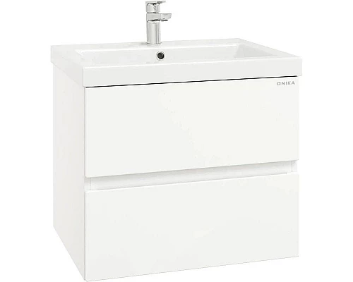 Приобрести Тумба с раковиной белый глянец 60 см Onika Эвада 106145 + UM-COM60/1 в магазине сантехники Santeh-Crystal.ru