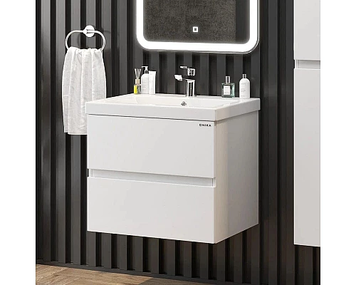 Приобрести Тумба с раковиной белый глянец 60 см Onika Эвада 106145 + UM-COM60/1 в магазине сантехники Santeh-Crystal.ru