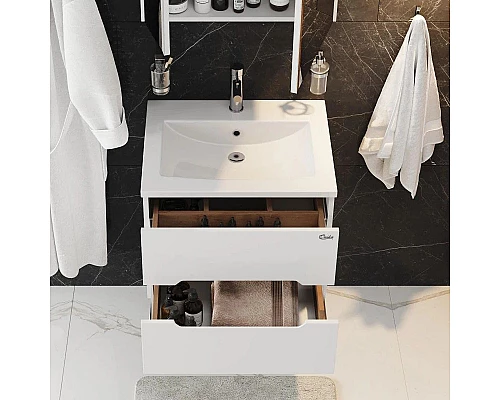 Заказать Тумба с раковиной белый глянец 60 см Onika Айленд 106114 + 1WH501606 в магазине сантехники Santeh-Crystal.ru