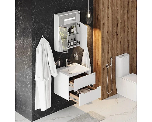 Заказать Тумба с раковиной белый глянец 60 см Onika Айленд 106114 + 1WH501606 в магазине сантехники Santeh-Crystal.ru