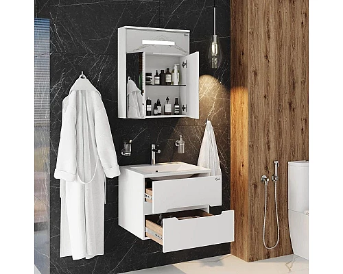 Заказать Тумба с раковиной белый глянец 60 см Onika Айленд 106114 + 1WH501606 в магазине сантехники Santeh-Crystal.ru