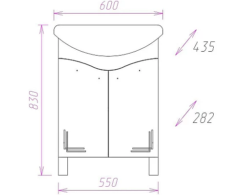 Купить Тумба с раковиной белый глянец 60 см Onika Лада 106002 + 1WH110198 в магазине сантехники Santeh-Crystal.ru