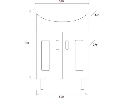 Заказать Комплект мебели белый глянец 54 см Onika Кристалл 105550 + UM-ERI55/1 + 205818 в магазине сантехники Santeh-Crystal.ru