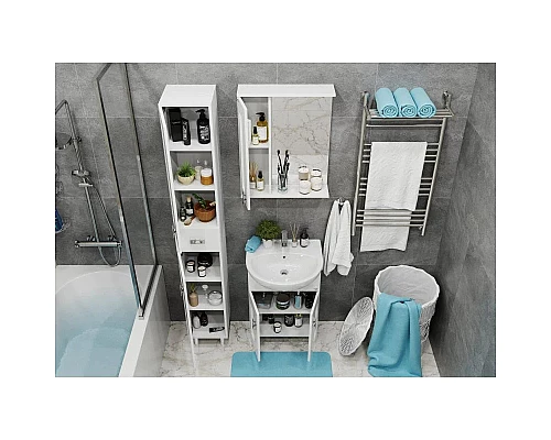 Приобрести Комплект мебели белый глянец 54 см Onika Кристалл 105550 + UM-ERI55/1 + 205817 в магазине сантехники Santeh-Crystal.ru