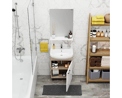 Купить Комплект мебели дуб сонома/белый матовый 52 см разборная Onika Эко 105209 + 1.3120.1.S00.11B.0 + 205210 в магазине сантехники Santeh-Crystal.ru