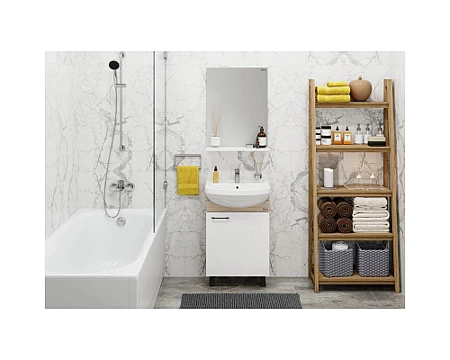 Приобрести Комплект мебели дуб сонома/белый матовый 52 см Onika Эко 105208 + 1.3120.1.S00.11B.0 + 205210 в магазине сантехники Santeh-Crystal.ru