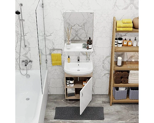 Купить Тумба с раковиной дуб сонома/белый матовый 52 см Onika Эко 105207 + 1.3120.1.S00.11B.0 в магазине сантехники Santeh-Crystal.ru