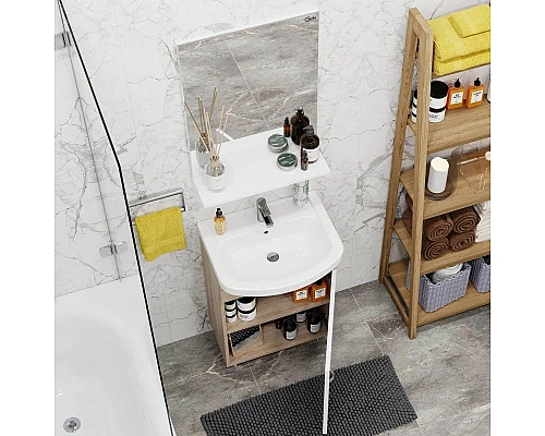 Купить Комплект мебели дуб сонома/белый матовый 52 см Onika Эко 105207 + 1.3120.1.S00.11B.0 + 205210 в магазине сантехники Santeh-Crystal.ru