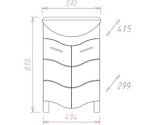 Купить Комплект мебели белый глянец 51 см Onika Лайн 105007 + 4620008192758 + 204802 в магазине сантехники Santeh-Crystal.ru