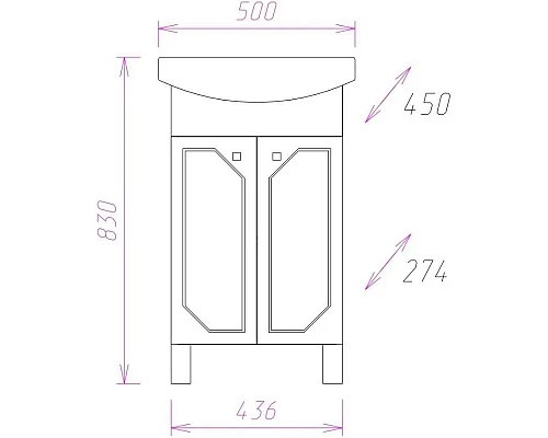 Приобрести Тумба с раковиной белый глянец 50 см Onika Канны 105003 + 1WH110243 в магазине сантехники Santeh-Crystal.ru