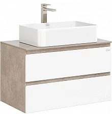 Тумба с раковиной светлый камень/белый глянец 80 см Onika Алеста 108054 + 680001 + 4640021064269