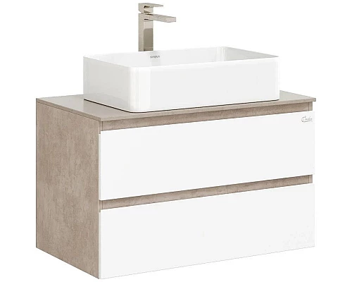 Заказать Комплект мебели светлый камень/белый глянец 80 см Onika Алеста 108054 + 680001 + 4640021064269 + 208095 в магазине сантехники Santeh-Crystal.ru