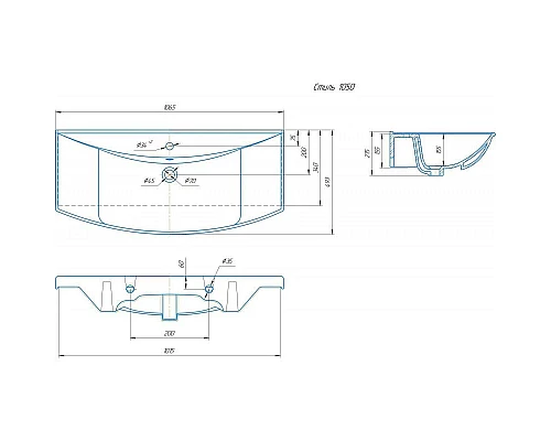 Купить Тумба с раковиной белый глянец 106,5 см Onika Веронэлла 110508 + 4620008197340 в магазине сантехники Santeh-Crystal.ru