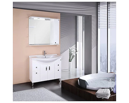 Купить Тумба с раковиной белый глянец 90,8 см Onika Эльбрус 109016 + 1WH110790 в магазине сантехники Santeh-Crystal.ru