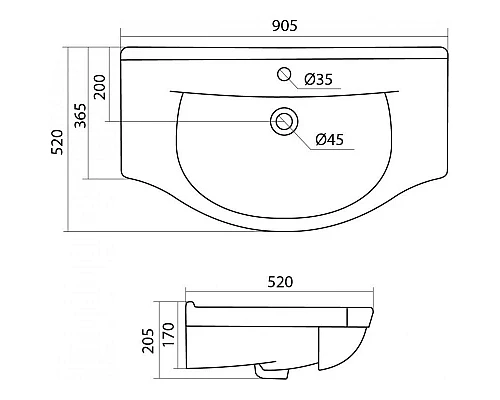 Купить Комплект мебели белый глянец 90,8 см Onika Эльбрус 109016 + 1WH110790 + 209004 в магазине сантехники Santeh-Crystal.ru