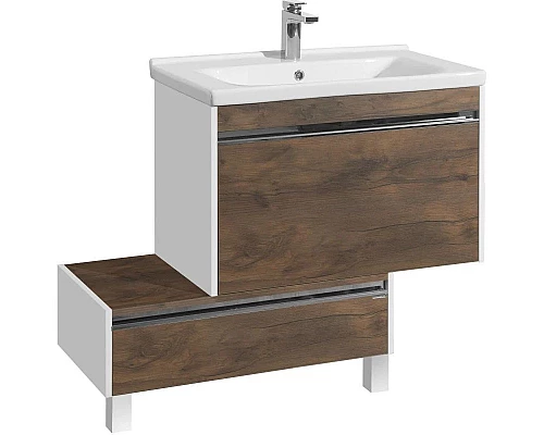 Заказать Тумба белый глянец/таксония темная 76 см Акватон Капри 1A231103KPDB0 в магазине сантехники Santeh-Crystal.ru