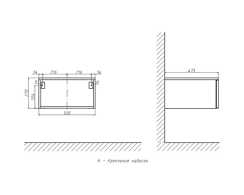 Заказать Тумба шампань 50 см Velvex Unique Unit tpUNI.50.H27.Y-221 в магазине сантехники Santeh-Crystal.ru