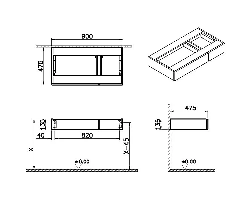 Заказать Тумба дуб 90 см VitrA Origin 65703 в магазине сантехники Santeh-Crystal.ru