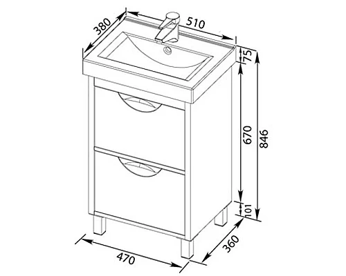 Купить Тумба белый/венге 47 см Aquanet Гретта 00171587 в магазине сантехники Santeh-Crystal.ru