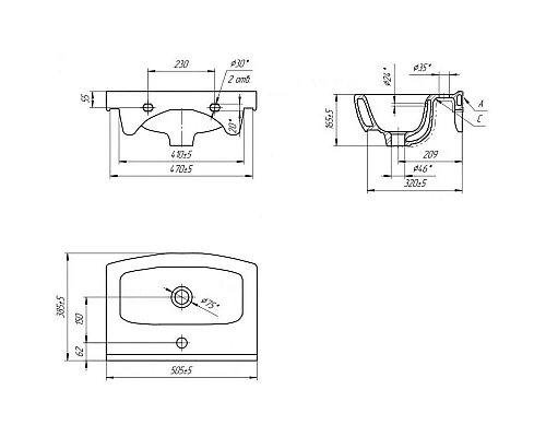 Купить Тумба с раковиной белый глянец 50,5 см Bellezza Анкона 4639606190011 + 4690311009944 в магазине сантехники Santeh-Crystal.ru