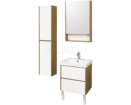 Заказать Тумба белый глянец/дуб рустикальный 53,2 см Акватон Сканди 1A251701SDZ90 в магазине сантехники Santeh-Crystal.ru