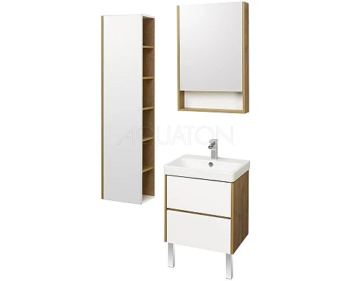 Заказать Тумба белый глянец/дуб рустикальный 53,2 см Акватон Сканди 1A251701SDZ90 в магазине сантехники Santeh-Crystal.ru