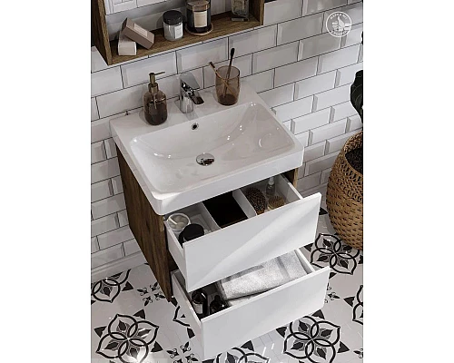 Заказать Тумба белый глянец/дуб рустикальный 53,2 см Акватон Сканди 1A251701SDZ90 в магазине сантехники Santeh-Crystal.ru