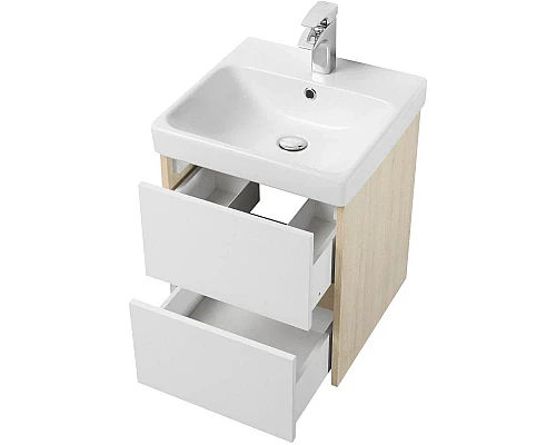 Купить Тумба с раковиной белый глянец/дуб верона 45 см Акватон Сканди 1A2516K0SDB20 в магазине сантехники Santeh-Crystal.ru