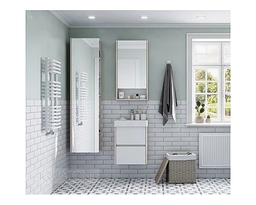 Купить Тумба с раковиной белый глянец/дуб верона 45 см Акватон Сканди 1A2516K0SDB20 в магазине сантехники Santeh-Crystal.ru