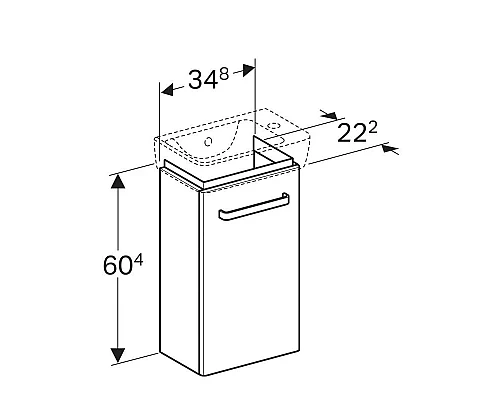 Приобрести Тумба белый глянец/белый матовый 34,8 см Geberit Renova Compact 862040000 в магазине сантехники Santeh-Crystal.ru