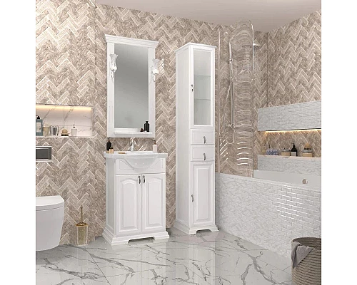 Приобрести Тумба с раковиной белый матовый 55,5 см Opadiris Риспекто в магазине сантехники Santeh-Crystal.ru