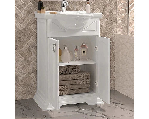 Приобрести Тумба с раковиной белый матовый 55,5 см Opadiris Риспекто в магазине сантехники Santeh-Crystal.ru