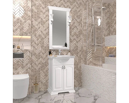 Приобрести Комплект мебели белый матовый 55,5 см Opadiris Риспекто в магазине сантехники Santeh-Crystal.ru