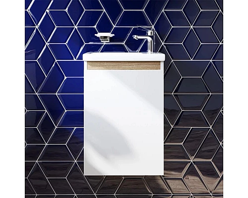 Купить Комплект мебели белый глянец 55 см Am.Pm X-Joy M85AFHX0451WG + M85AWCC0452WG + M91AMOX0551WG в магазине сантехники Santeh-Crystal.ru