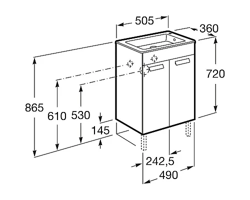 Купить Тумба с раковиной белый глянец 50,5 см Roca Debba ZRU9302710 + 32799J00Y в магазине сантехники Santeh-Crystal.ru
