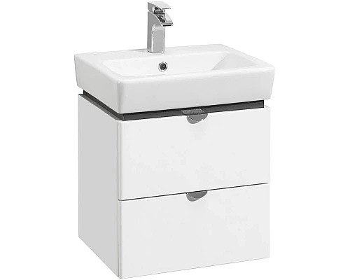 Приобрести Комплект мебели белый глянец/серый кашемир 50 см Акватон Скай 1A238001SY010 + 1WH302184 + 1A238402SY010 в магазине сантехники Santeh-Crystal.ru